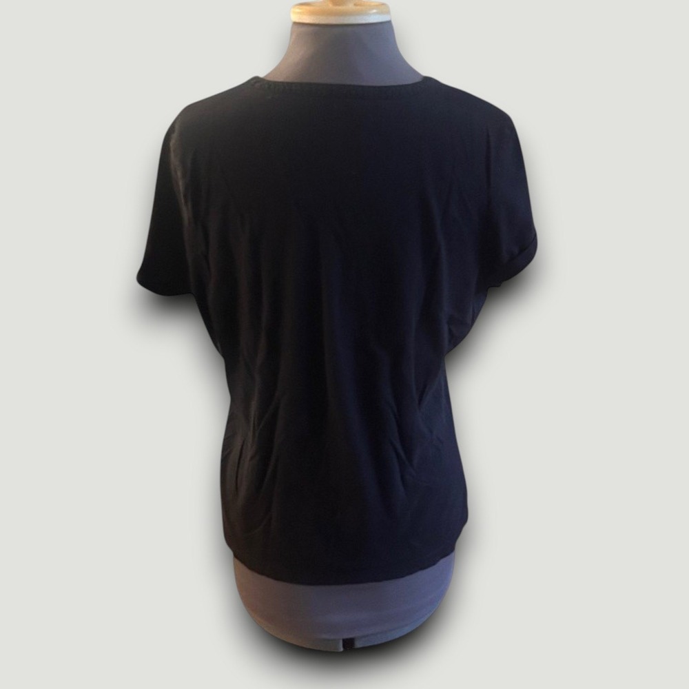 Charter Club Womens Top Black Henley M Petite Casual Cotton Minimalist Capsule - Picture 3 of 6